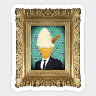 Ice Cream Man in Vintage Frame Sticker